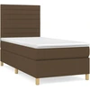Image de vidaXL Lit boxspring avec matelas brun foncé 80x200 cm Tissu