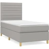 Image de vidaXL Lit boxspring avec matelas gris clair 90x190 cm Tissu