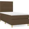 Image de vidaXL Lit boxspring avec matelas brun foncé 90x190 cm Tissu