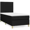 Image de vidaXL Lit boxspring avec matelas noir 90x200 cm Tissu