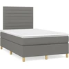 Image de vidaXL Lit boxspring avec matelas gris foncé 120x200 cm Tissu