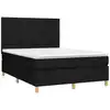 Image de vidaXL Lit boxspring avec matelas noir 140x190 cm Tissu