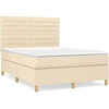Image de vidaXL Lit boxspring avec matelas Crème 140x190 cm Tissu