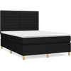 Image de vidaXL Lit boxspring avec matelas noir 140x200 cm Tissu