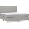 Image de vidaXL Lit boxspring avec matelas gris clair 160x200 cm Tissu