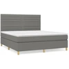 Image de vidaXL Lit boxspring avec matelas gris foncé 160x200 cm Tissu