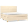 Image de vidaXL Lit boxspring avec matelas Crème 160x200 cm Tissu