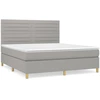 Image de vidaXL Lit boxspring avec matelas gris clair 180x200 cm Tissu