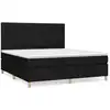 Image de vidaXL Lit boxspring avec matelas noir 180x200 cm Tissu