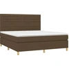 Image de vidaXL Lit boxspring avec matelas brun foncé 180x200 cm Tissu