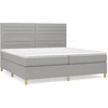 Image de vidaXL Lit boxspring avec matelas gris clair 200x200 cm Tissu