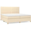 Image de vidaXL Lit boxspring avec matelas Crème 200x200 cm Tissu