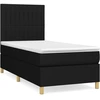 Image de vidaXL Lit boxspring avec matelas noir 90x200 cm Tissu