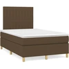 Image de vidaXL Lit boxspring avec matelas brun foncé 120x200 cm Tissu