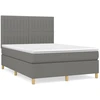 Image de vidaXL Lit boxspring avec matelas gris foncé 140x190 cm Tissu