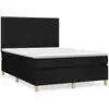 Image de vidaXL Lit boxspring avec matelas noir 140x190 cm Tissu