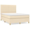 Image de vidaXL Lit boxspring avec matelas Crème 140x190 cm Tissu