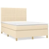 Image de vidaXL Lit boxspring avec matelas Crème 140x200 cm Tissu