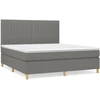 Image de vidaXL Lit boxspring avec matelas gris foncé 160x200 cm Tissu