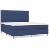 Image de vidaXL Lit boxspring avec matelas bleu 160x200 cm Tissu