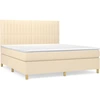 Image de vidaXL Lit boxspring avec matelas Crème 180x200 cm Tissu