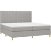 Image de vidaXL Lit boxspring avec matelas gris clair 200x200 cm Tissu