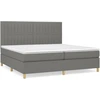 Image de vidaXL Lit boxspring avec matelas gris foncé 200x200 cm Tissu