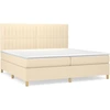 Image de vidaXL Lit boxspring avec matelas Crème 200x200 cm Tissu