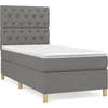 Image de vidaXL Lit boxspring avec matelas gris foncé 80x200 cm Tissu