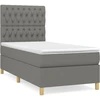Image de vidaXL Lit boxspring avec matelas gris foncé 90x200 cm Tissu