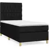 Image de vidaXL Lit boxspring avec matelas noir 90x200 cm Tissu