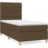 Image de vidaXL Lit boxspring avec matelas brun foncé 100x200 cm Tissu