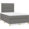 Image de vidaXL Lit boxspring avec matelas gris foncé 120x200 cm Tissu