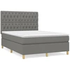 Image de vidaXL Lit boxspring avec matelas gris foncé 140x190 cm Tissu