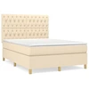 Image de vidaXL Lit boxspring avec matelas Crème 140x190 cm Tissu
