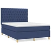 Image de vidaXL Lit boxspring avec matelas bleu 140x190 cm Tissu