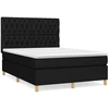 Image de vidaXL Lit boxspring avec matelas noir 140x200 cm Tissu