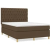 Image de vidaXL Lit boxspring avec matelas Marron foncé 140x200 cm Tissu