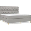 Image de vidaXL Lit boxspring avec matelas gris clair 160x200 cm Tissu
