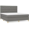 Image de vidaXL Lit boxspring avec matelas gris foncé 160x200 cm Tissu