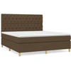 Image de vidaXL Lit boxspring avec matelas brun foncé 160x200 cm Tissu