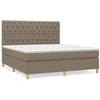 Image de vidaXL Lit boxspring avec matelas Taupe 160x200 cm Tissu