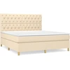 Image de vidaXL Lit boxspring avec matelas Crème 160x200 cm Tissu