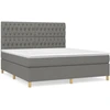 Image de vidaXL Lit boxspring avec matelas gris foncé 180x200 cm Tissu