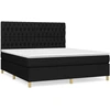 Image de vidaXL Lit boxspring avec matelas noir 180x200 cm Tissu