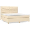 Image de vidaXL Lit boxspring avec matelas Crème 180x200 cm Tissu