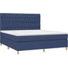 Image de vidaXL Lit boxspring avec matelas bleu 180x200 cm Tissu