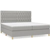 Image de vidaXL Lit boxspring avec matelas gris clair 200x200 cm Tissu