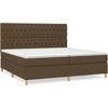 Image de vidaXL Lit boxspring avec matelas brun foncé 200x200 cm Tissu