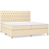 Image de vidaXL Lit boxspring avec matelas Crème 200x200 cm Tissu